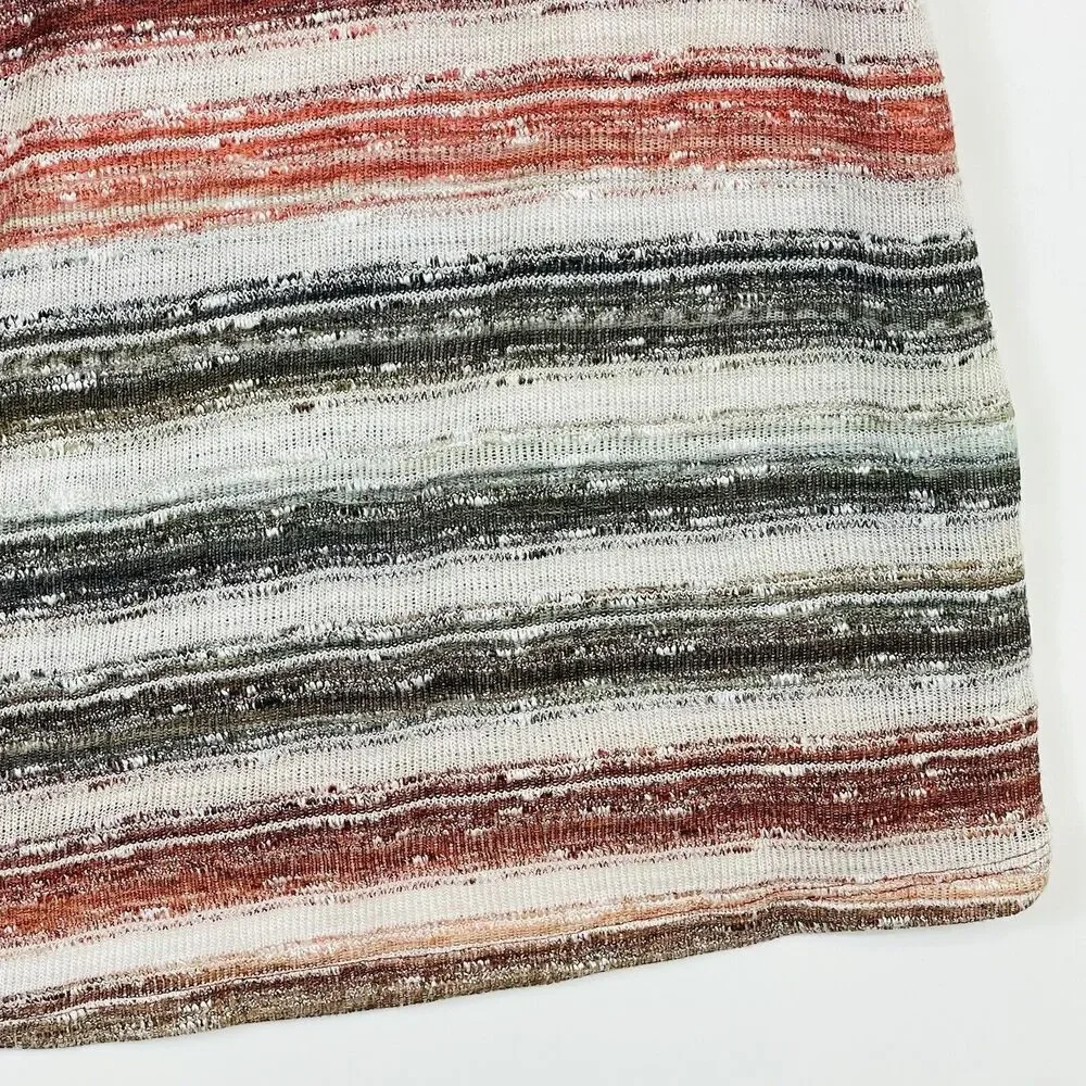 Catherines‎ Sweater Vest Womens 2X Brown Olive Ivory Stripe Knit Earthy Boho